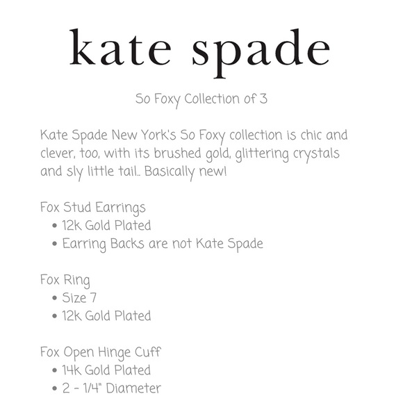 Kate Spade So Foxy Collection of 3 Ring Bracelet Earrings 🦊 ♠️ - Picture 5 of 5